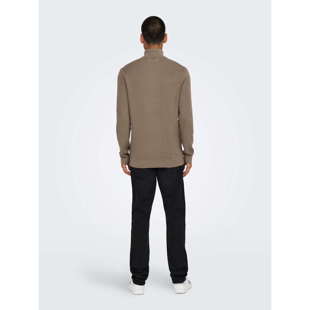 ONLY & SONS MEN΄S REGULAR FIT COTTON PHIL STRUCTURE HALF ZIP KNIT TAUPE BROWN